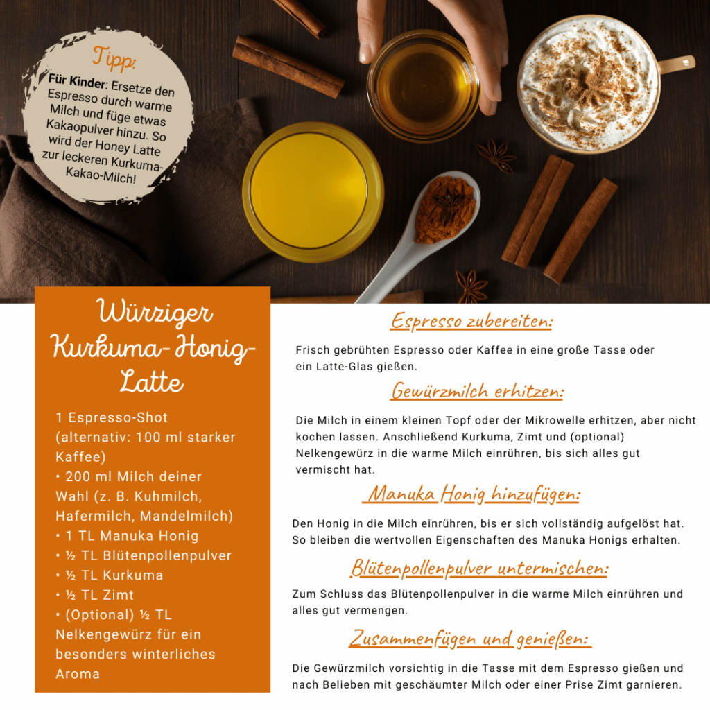 Würziger Kurkuma Honig- Latte Rezept